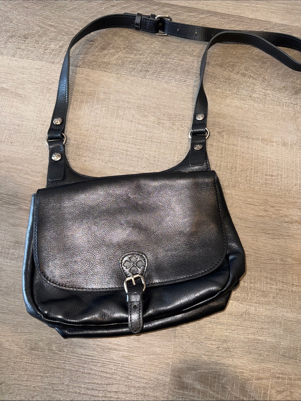 Patricia Nash Black Smooth Leather Crossbody Purse